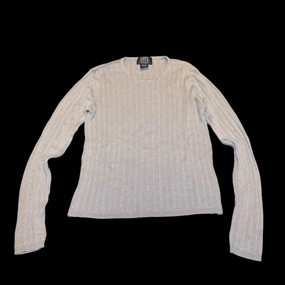 City Threads Light Gray Ribbed Knit Sweater